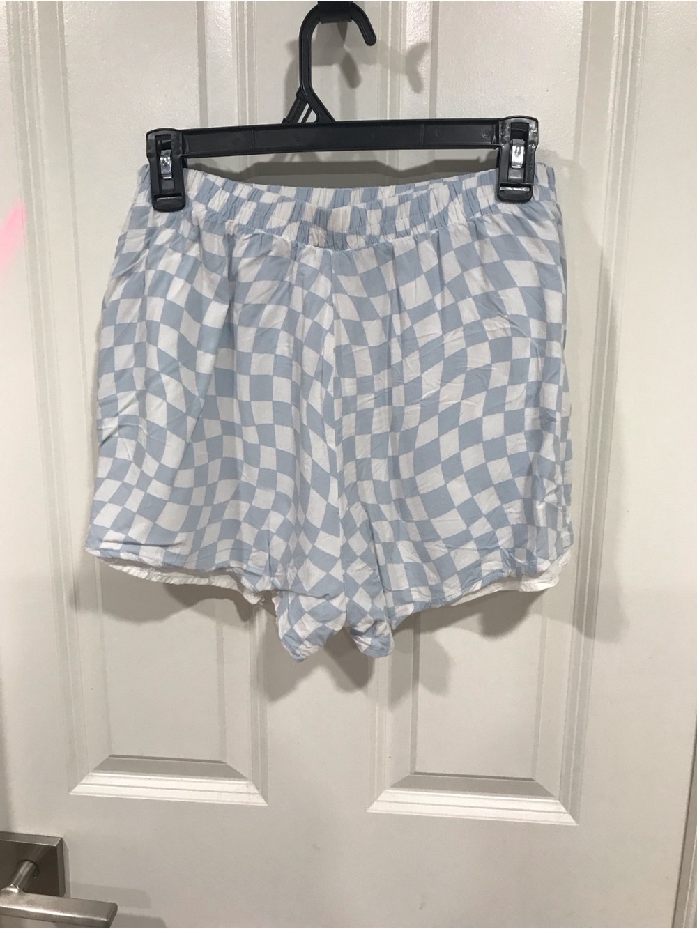 Light Blue Checkered Women's Lounge Shorts